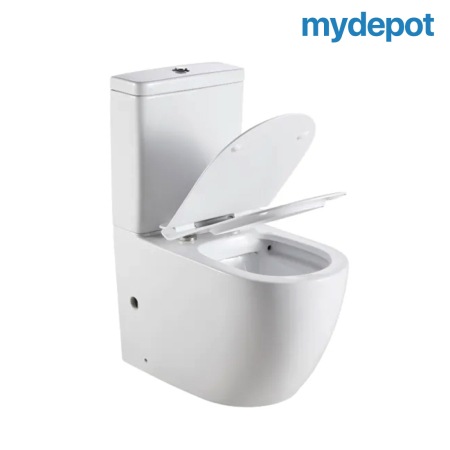 Two-Piece Rimless Flushing Toilet Suite Wall Faced Floor Mounted Toilet