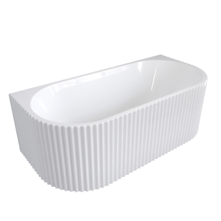 1500mm Kiama Grooved Gloss White Freestanding Fluted Bathtub 