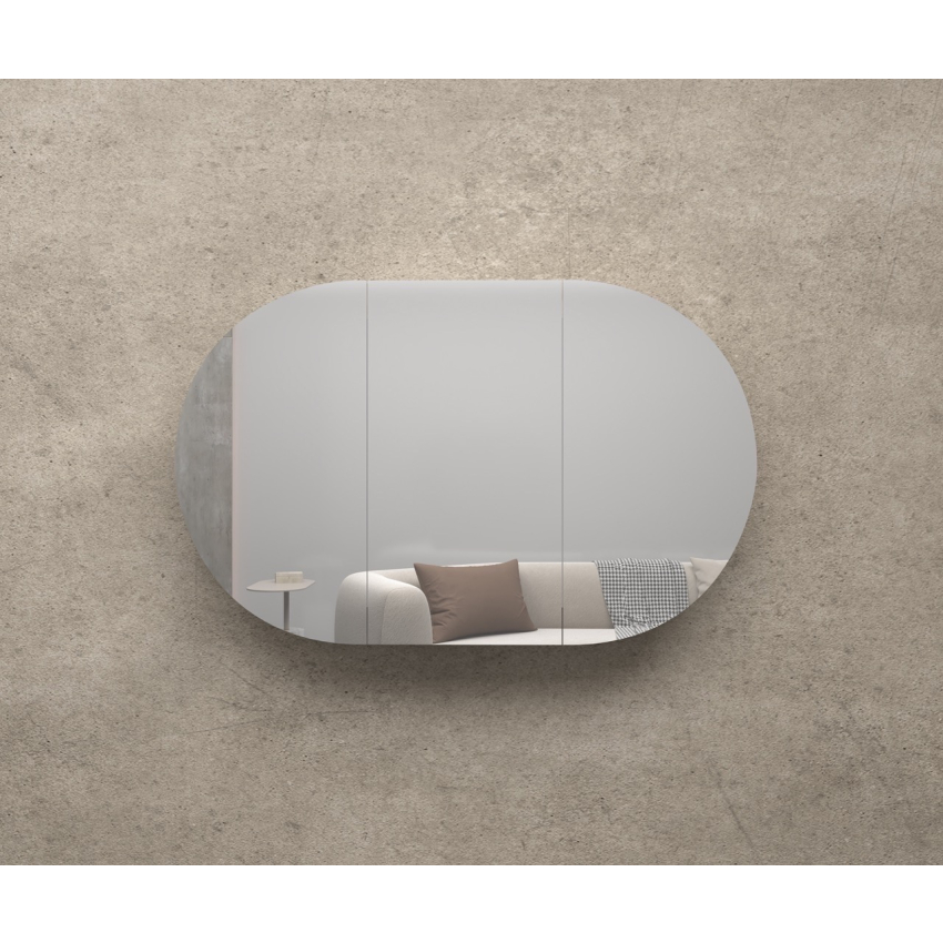 1200x750mm Oval Matte White Mirror Cabinet MDF 3/DR Shaving Cabinet