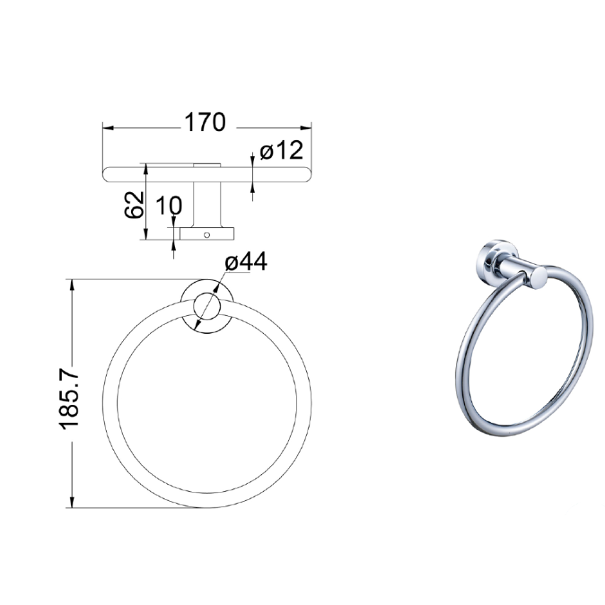 Ruby Round Towel Ring Chrome