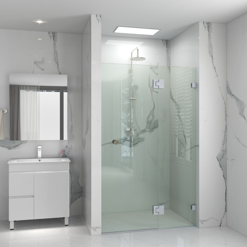 10mm Wall to Wall Frameless Shower Screens, 2 Panel, Pivot Door