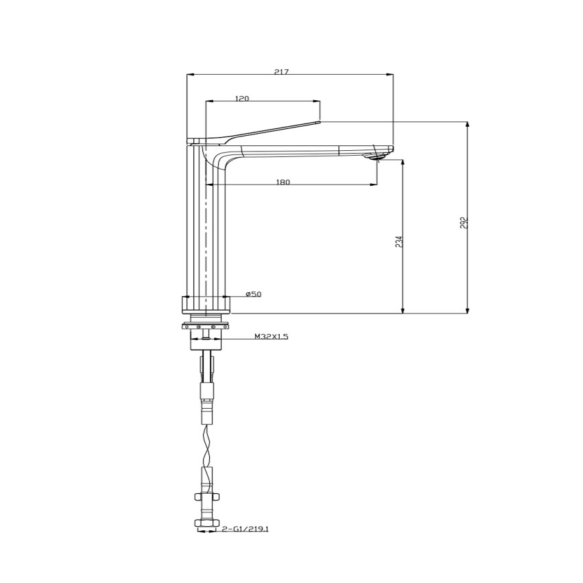 Rushy Brushed Gun Metal Grey Tall Basin Mixer Bathroom Tapware