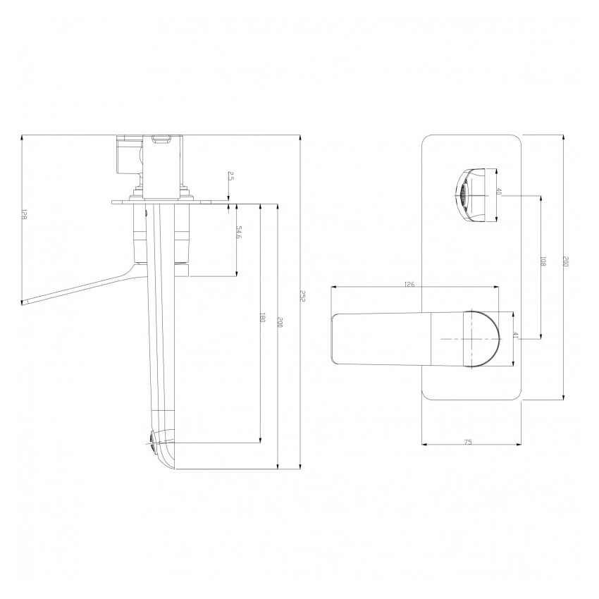Rushy Square Chrome Wall Mixer with Spout Bathroom Tapware