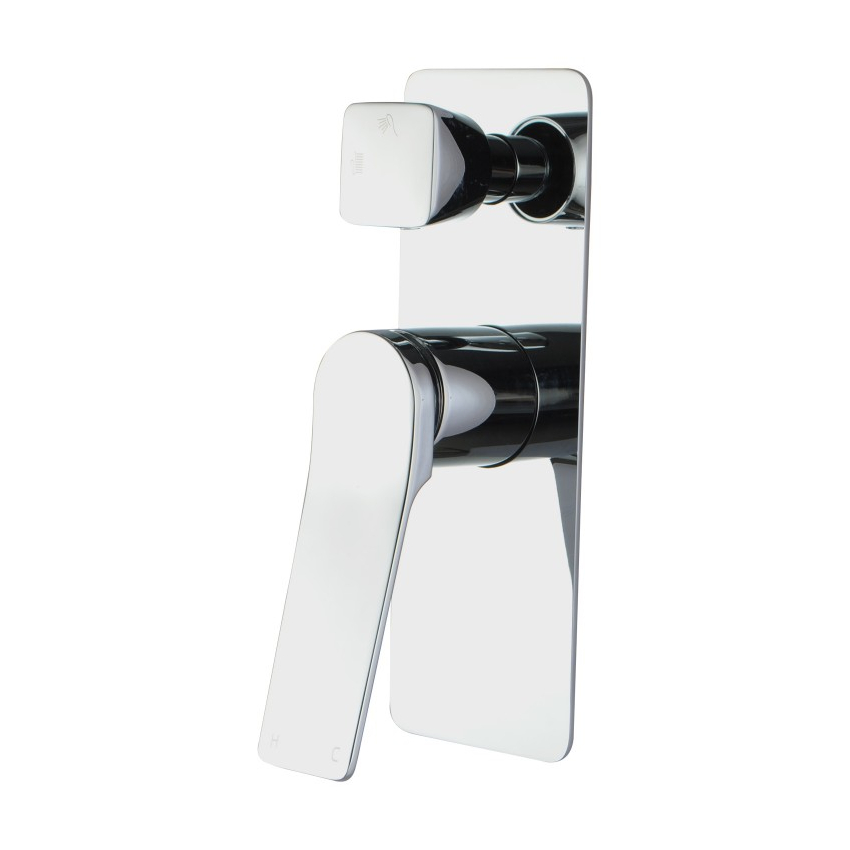 Square Chrome Wall Mixer With Diverter