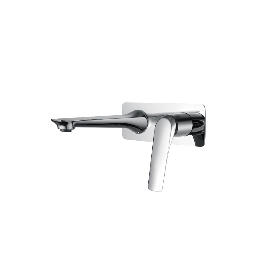 Square Chrome Bathtub/Basin Wall Mixer With Spout