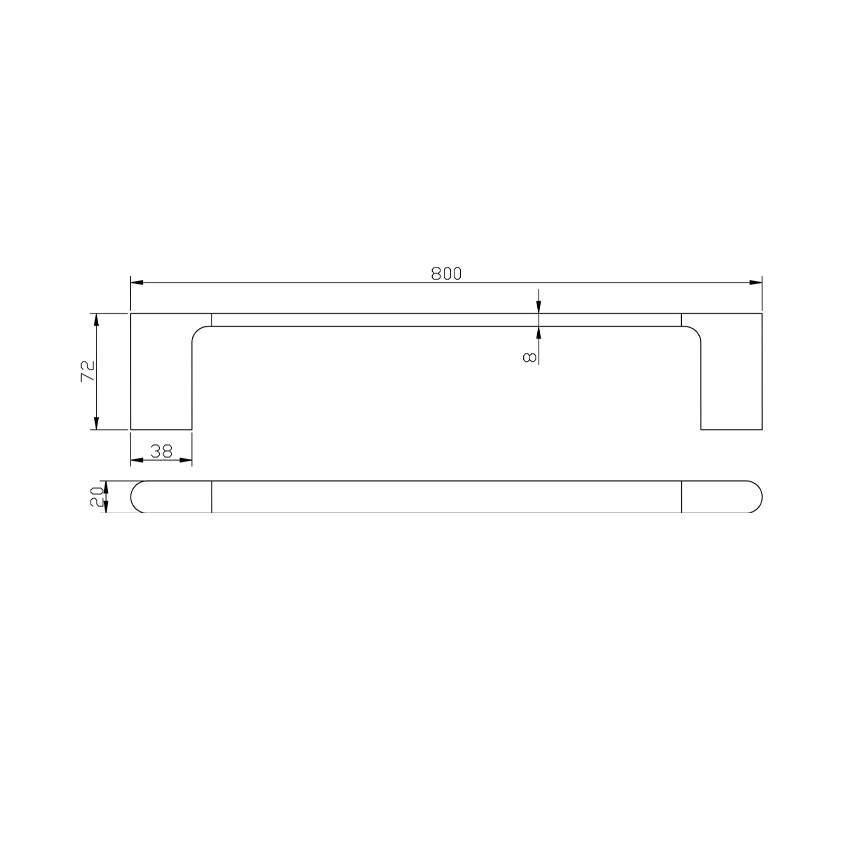 Black Single Towel Rail 800mm
