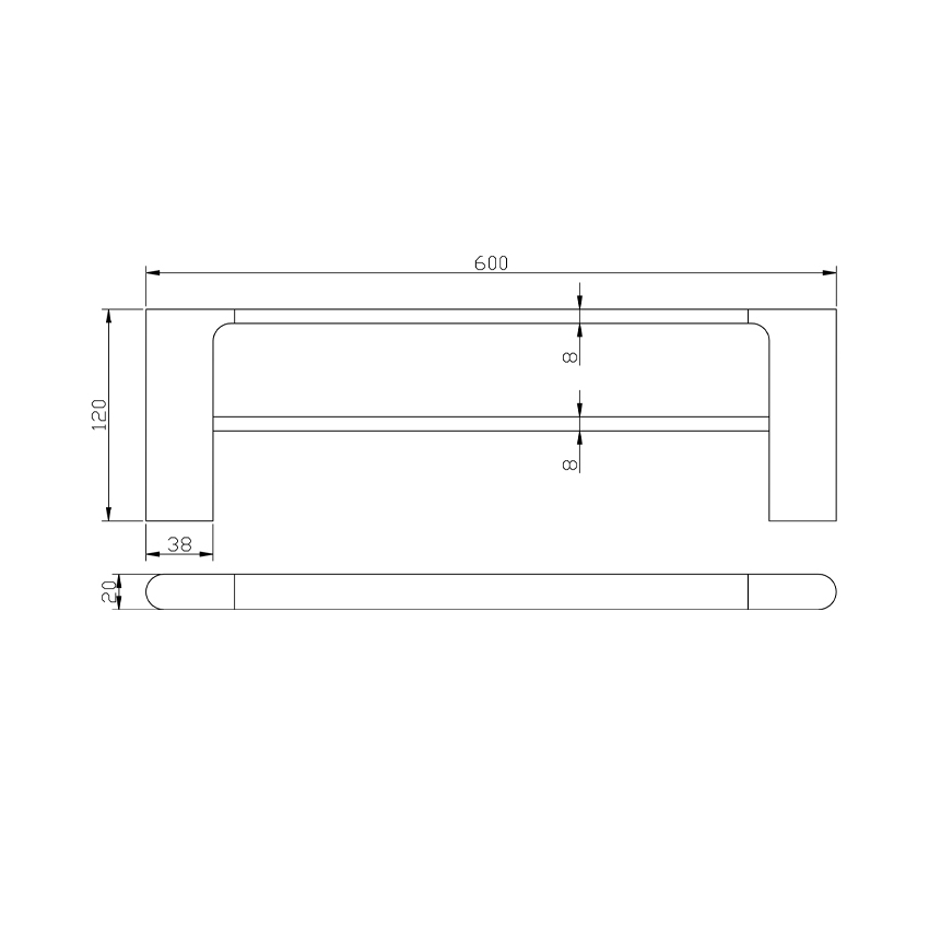 Black Double Towel Rail 600mm