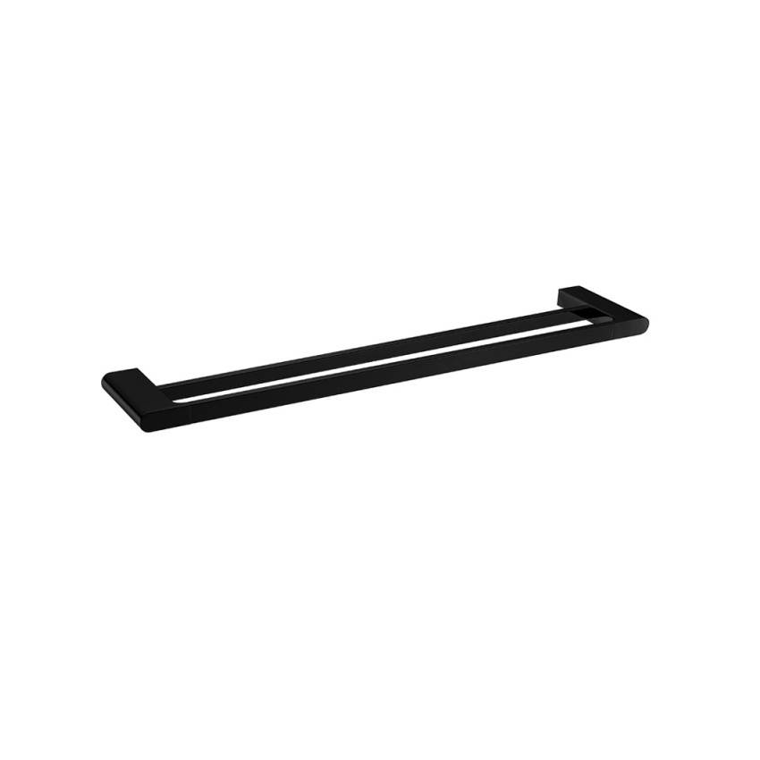 Black Double Towel Rail 800mm