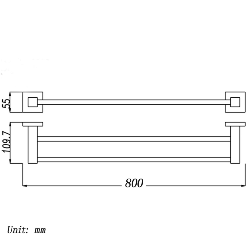 Chrome Double Towel Rail 800mm