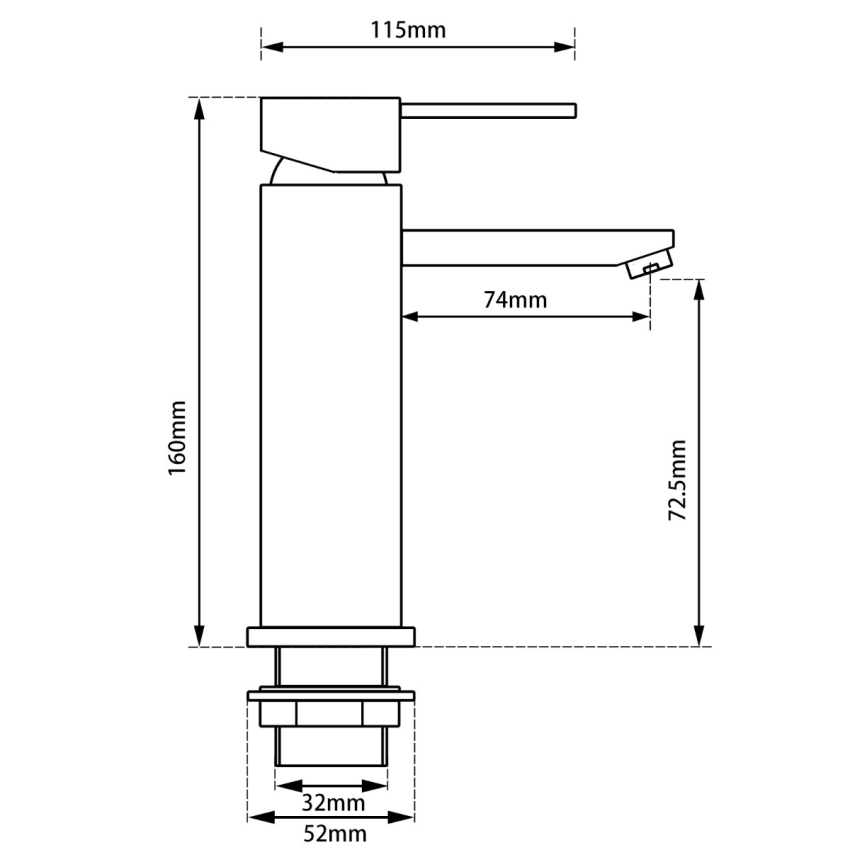 Round Matt Black Basin Mixer