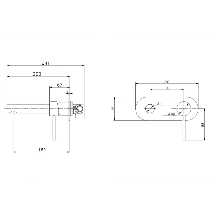 Round Chrome Bathtub/Basin Wall Mixer With Spout
