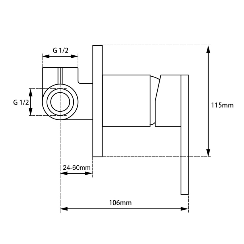 Round Chrome Shower/Bath Wall Mixer