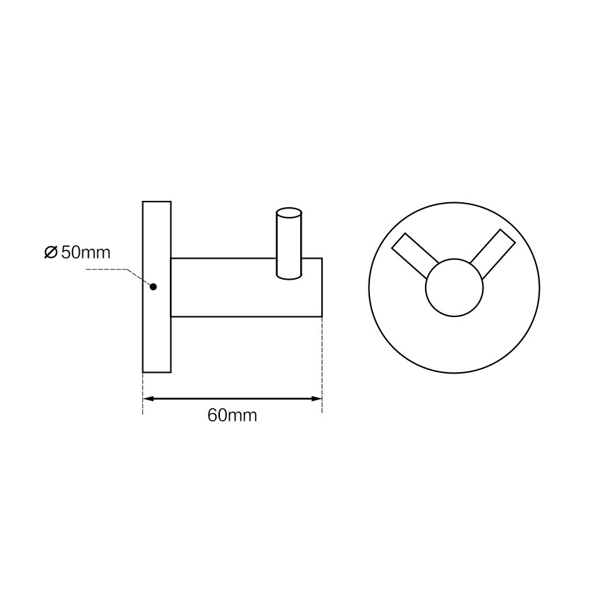 Round Black 304 Stainless Steel Double Wall Hook