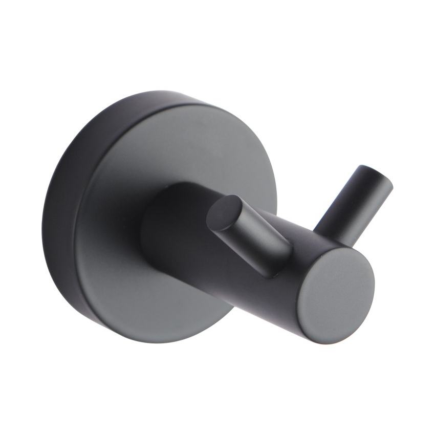 Round Black 304 Stainless Steel Double Wall Hook