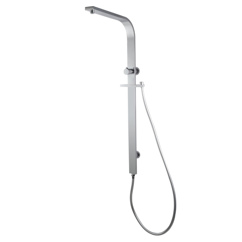 Chrome Square Shower Station without Shower Head and Handheld Shower(Wide Rail)