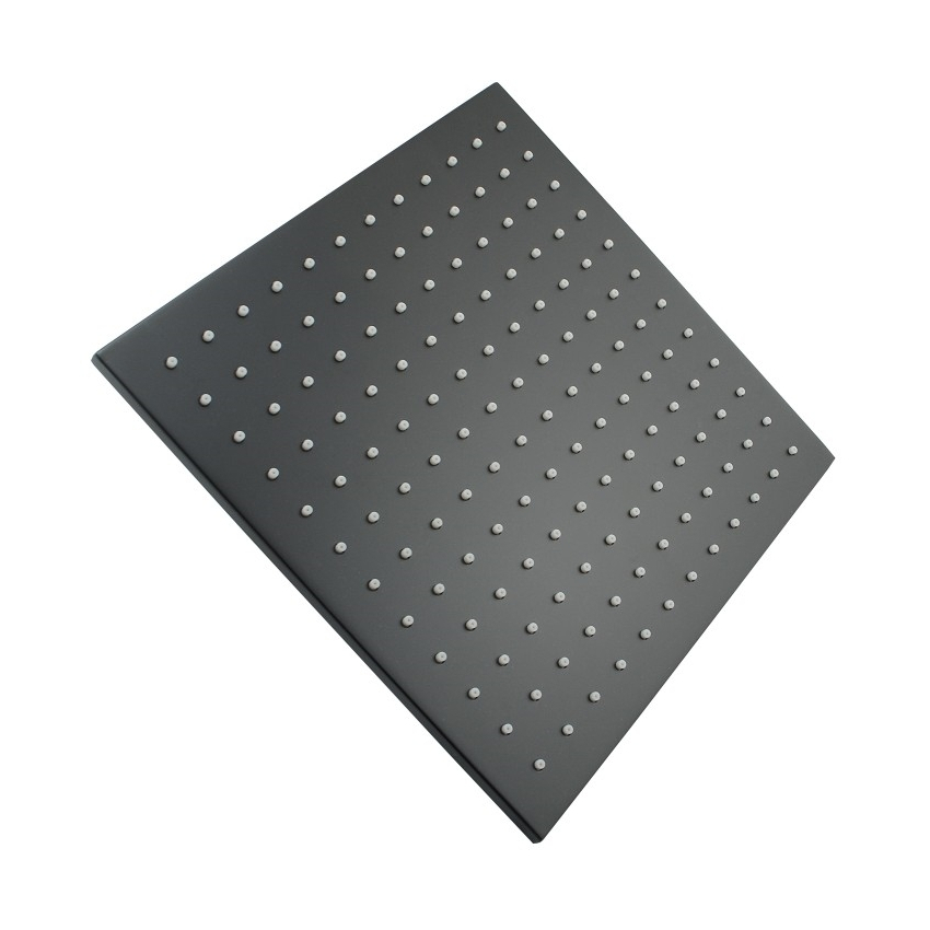 Square Black Brass Rainfall Shower Head 250mm