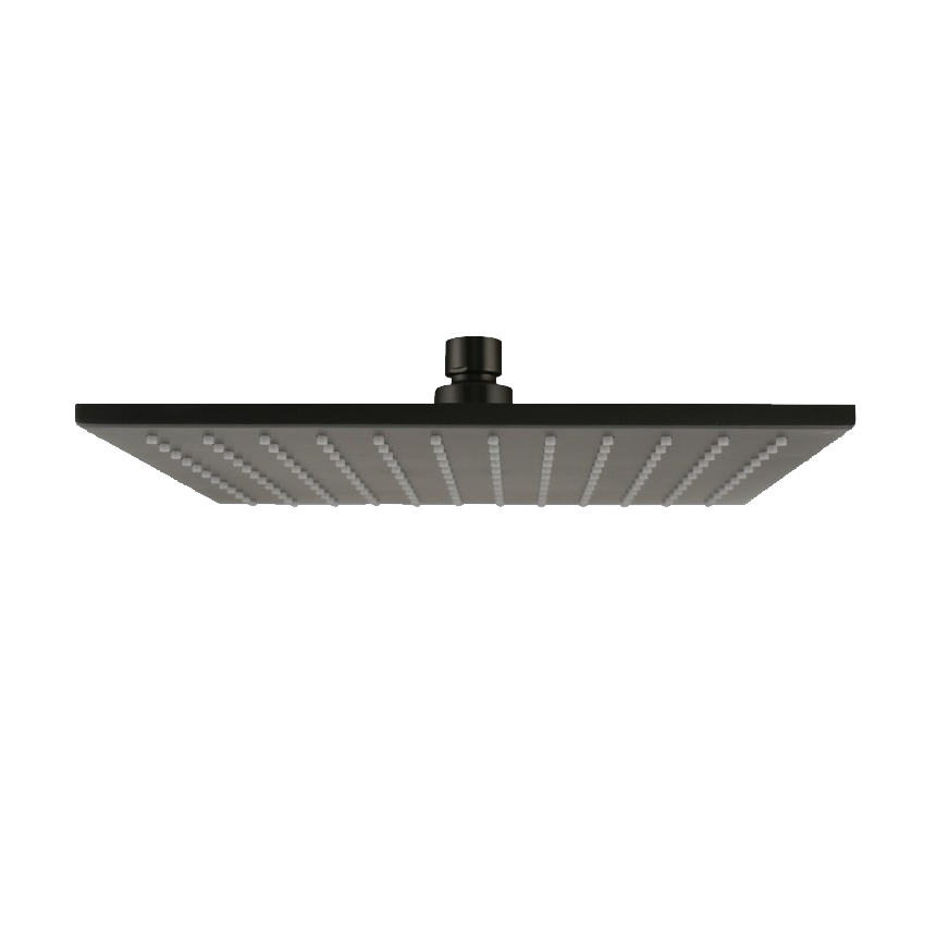 Square Gun Metal Grey Brass Rainfall Shower Head 250mm