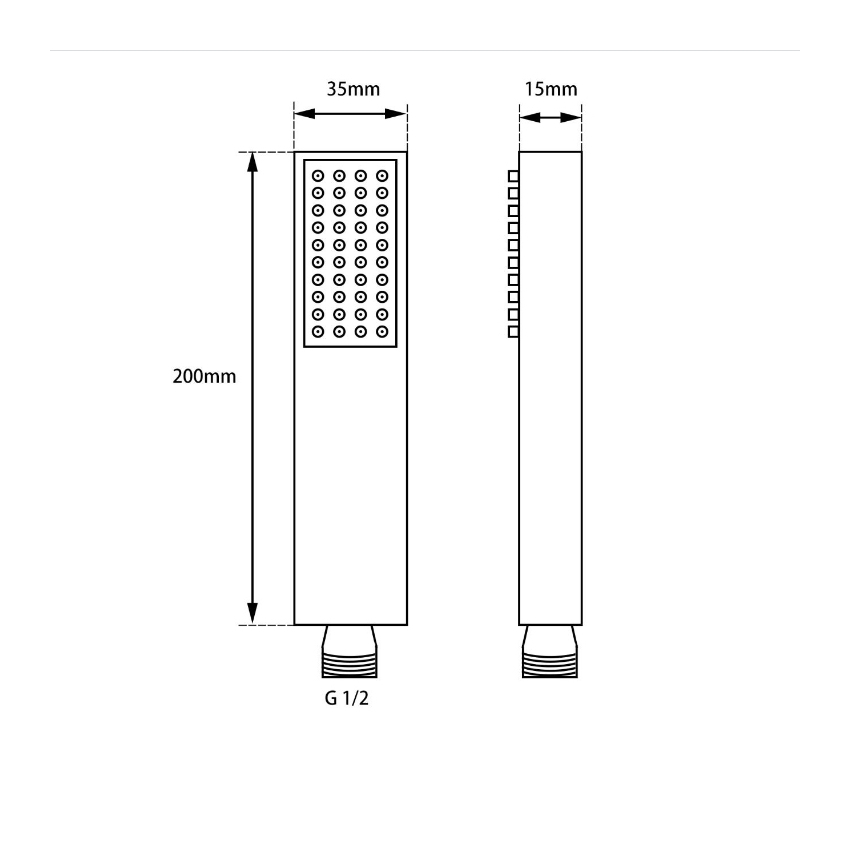 Matte Black Brass Square Handheld Shower Spray Head