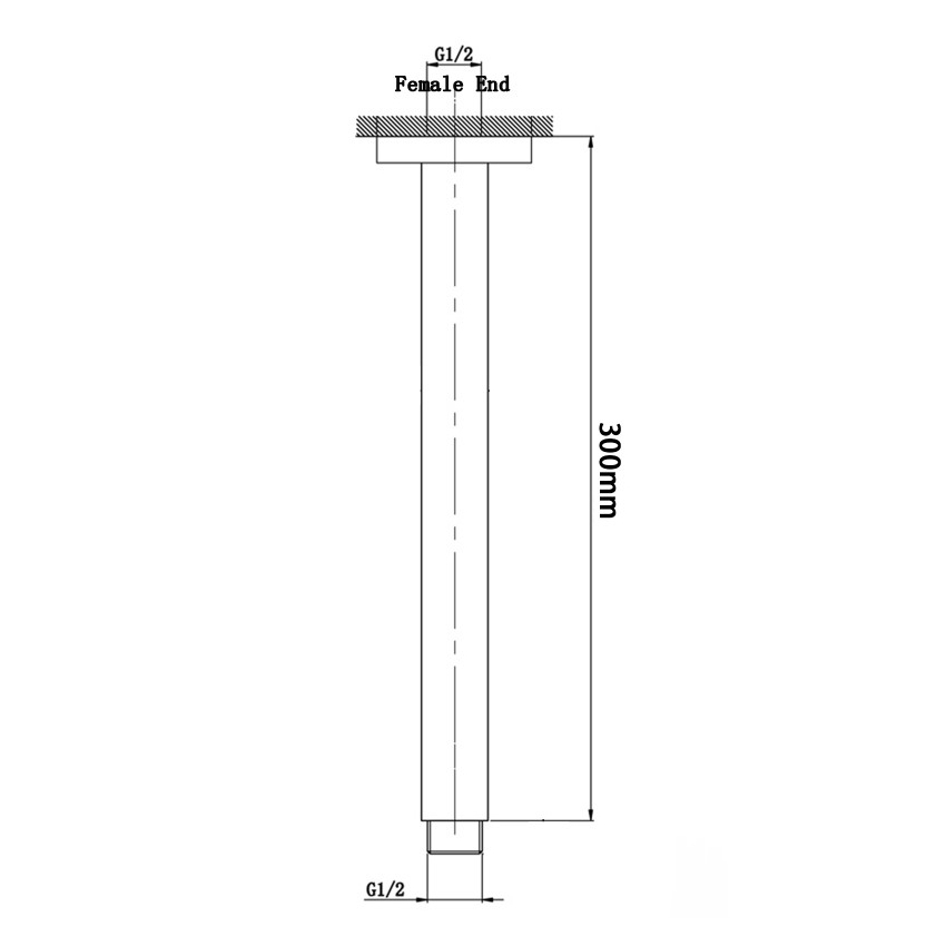 Square Brushed Nickel Ceiling Shower Arm 200mm
