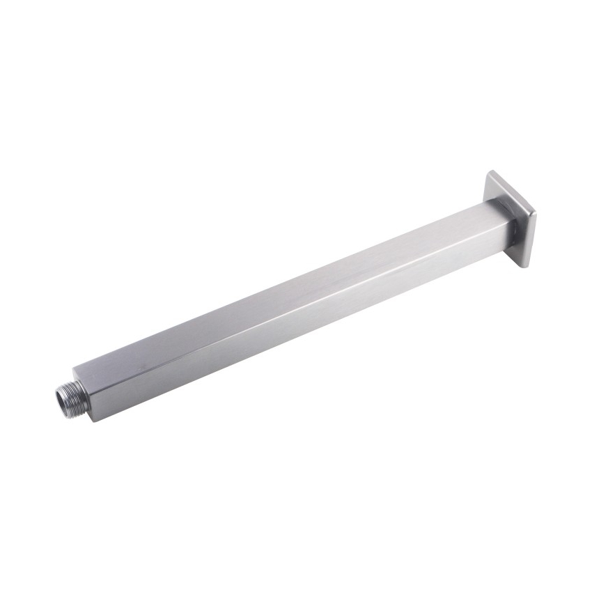 Square Brushed Nickel Ceiling Shower Arm 200mm