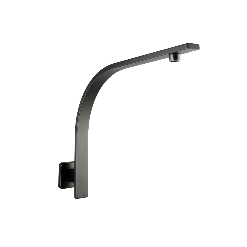 Square Gun Metal Grey Gooseneck Wall Shower Arm