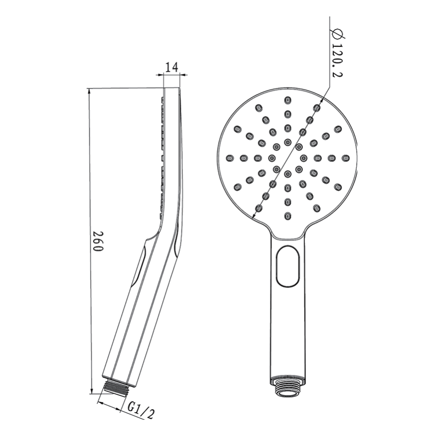 Round Black Handheld Shower(ABS)