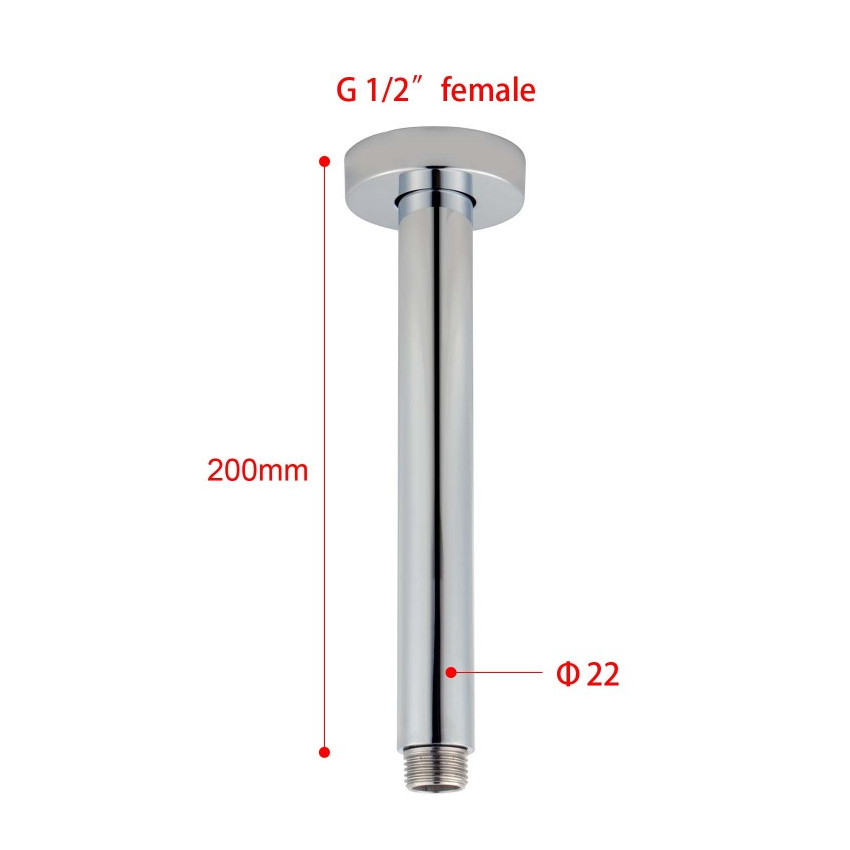 Round Chrome Ceiling Shower Arm 200mm