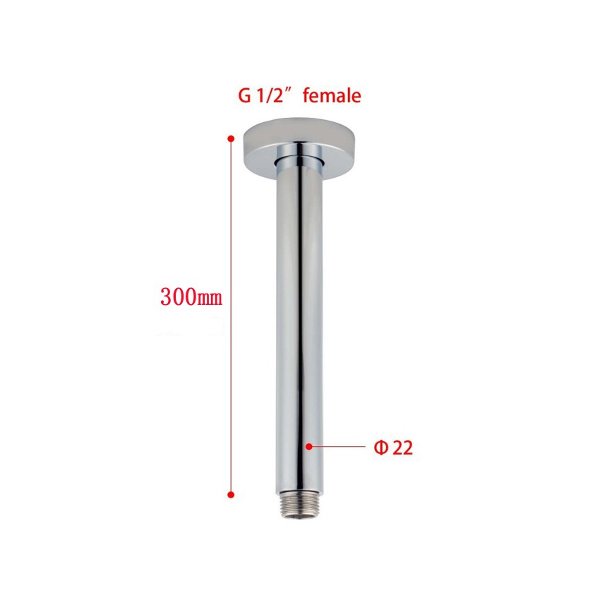 Round Chrome Ceiling Shower Arm 300mm