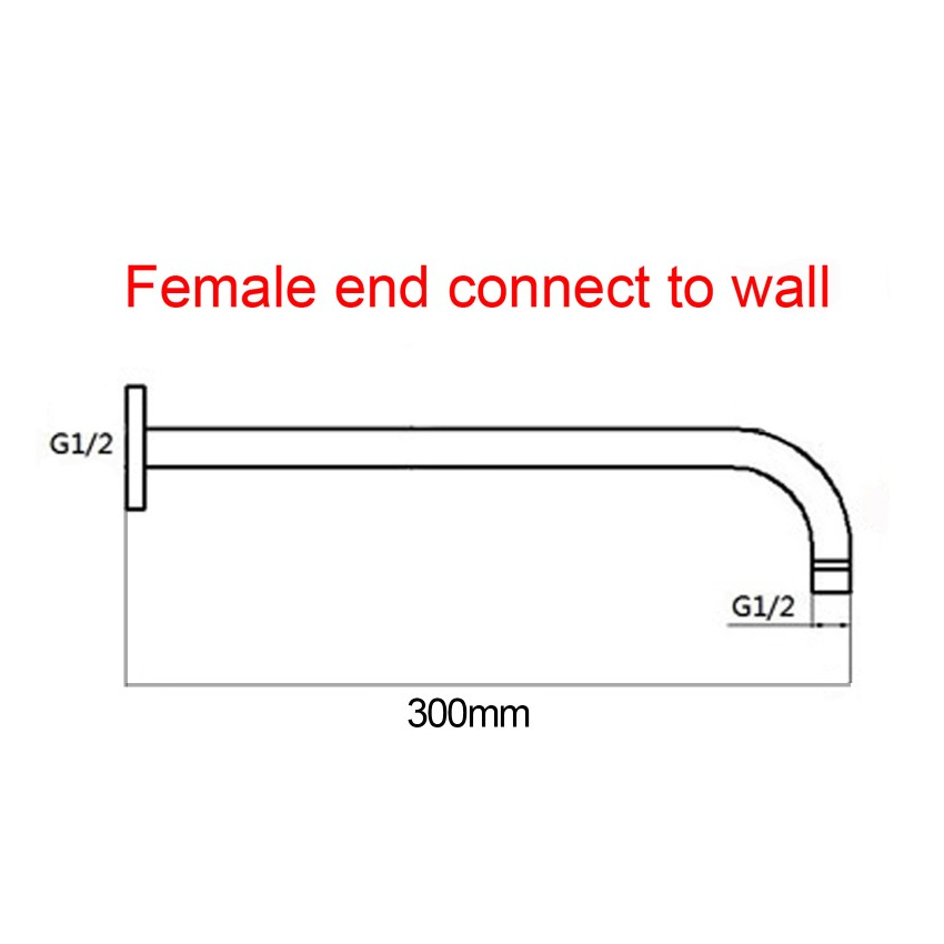 400mm Black Round Wall Straight Shower Arm