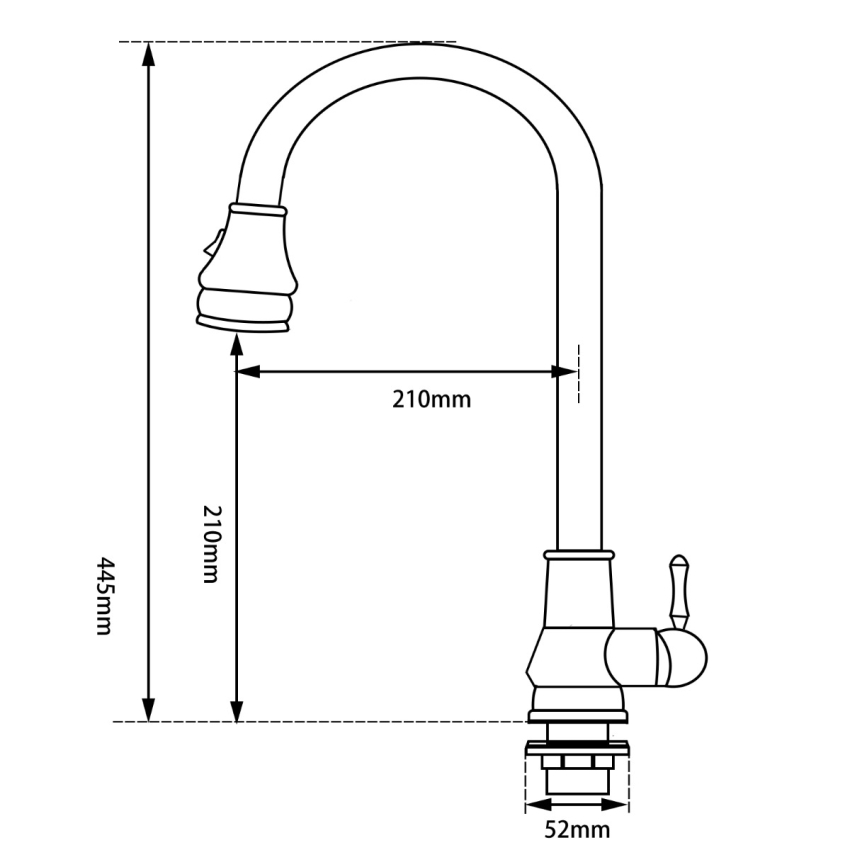 Round Black Vintage Pull Out Kitchen Sink Mixer Tap