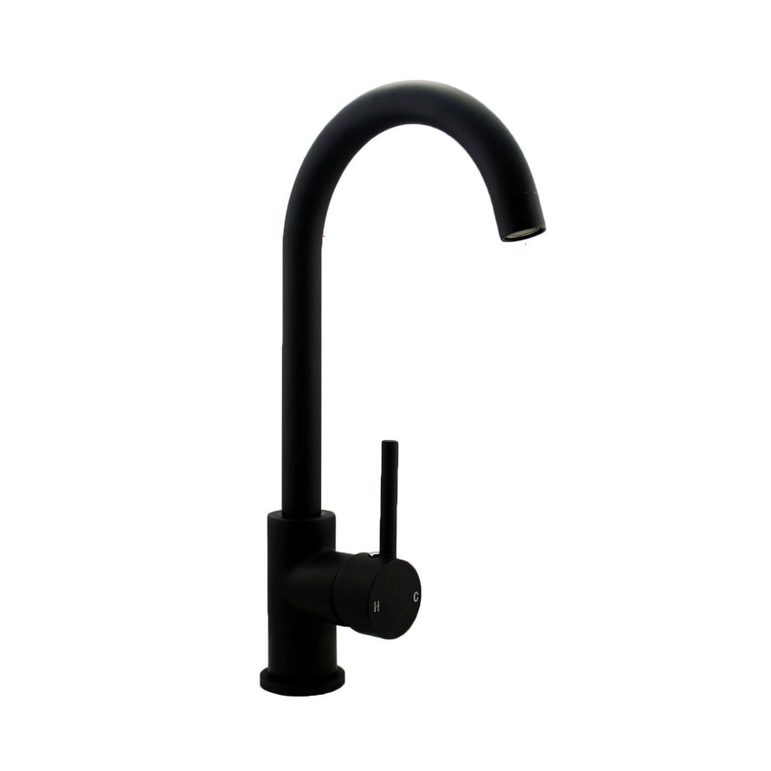 Round Matt Black Kitchen Sink Mixer Tap