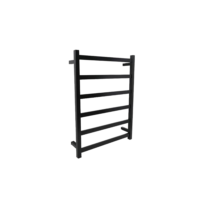 Black Square Electric Heated Towel Rack 6 Bars