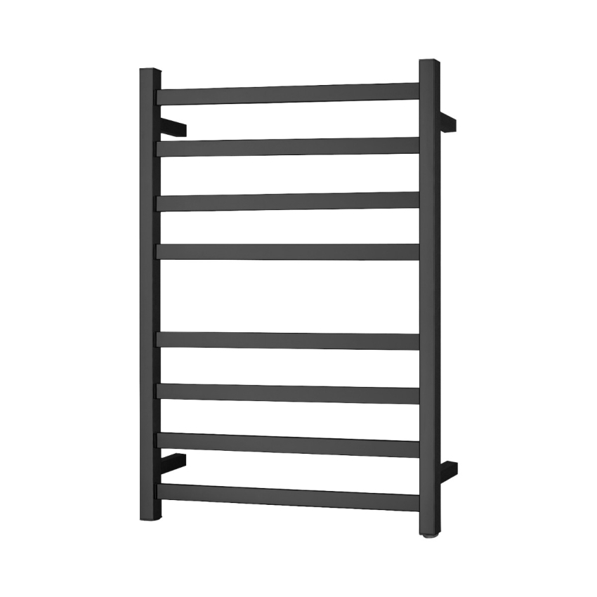 Black Square Electric Heated Towel Rack 8 Bars