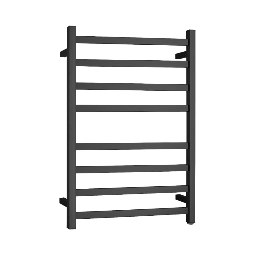 Black Square Electric Heated Towel Rack 8 Bars