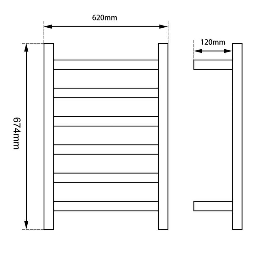 Chrome Round Electric Heated Towel Rack 6 Bars