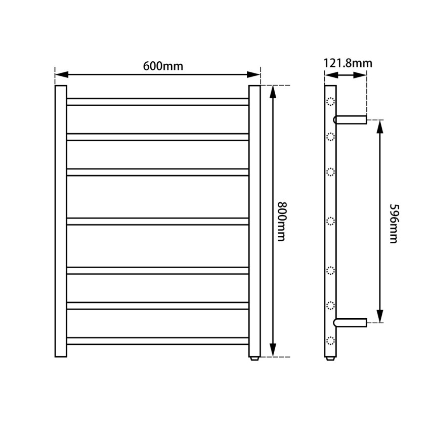 Chrome Round Electric Heated Towel Rack 7 Bars