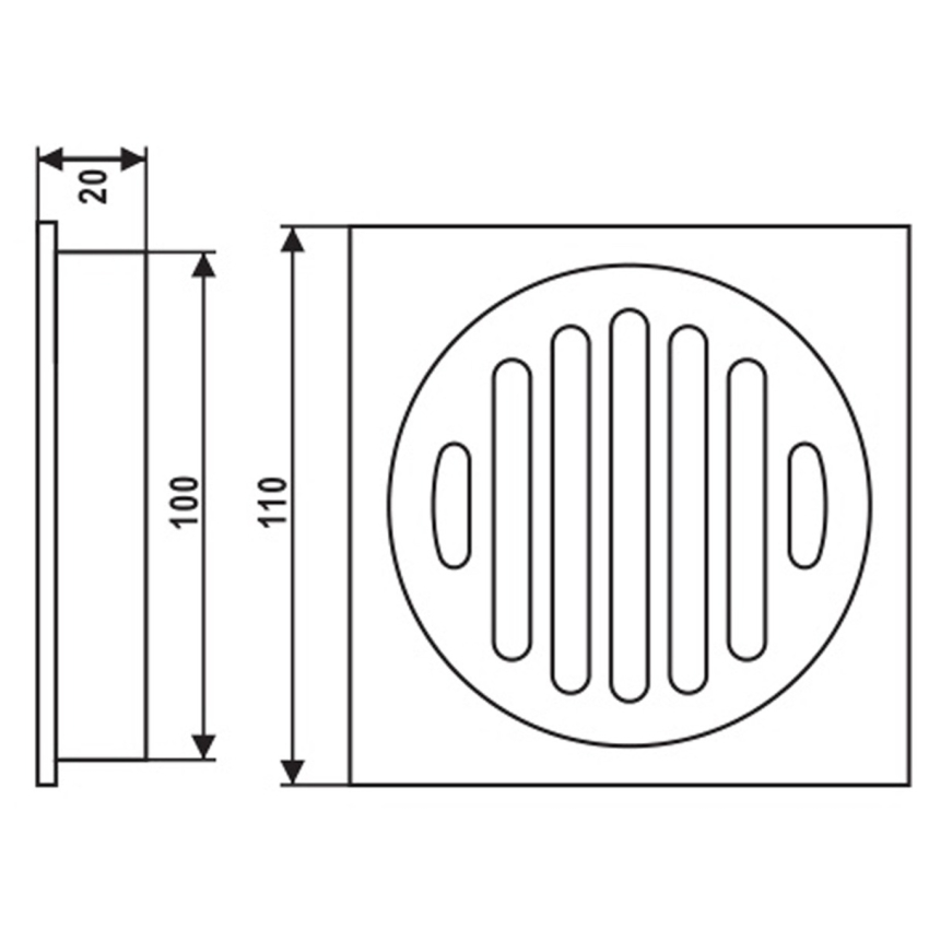 110*110mm Square Black Brass Floor Waste(100mm Outlet)