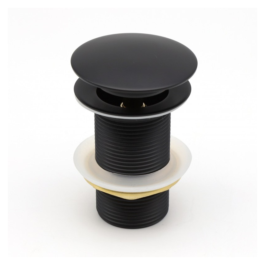 32/40mm Black Mushroom Solid Brass Basin Pop Up Waste NO Overflow