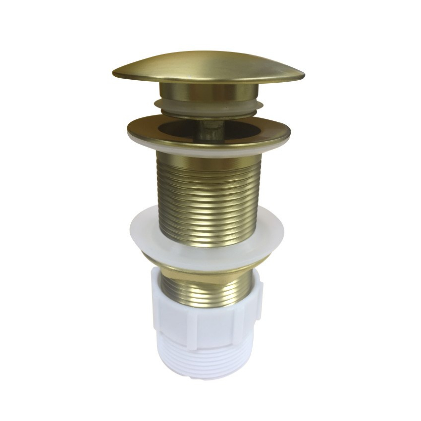 32/40mm Brushed Yellow Gold Mushroom Solid Brass Basin Pop Up Waste NO Overflow