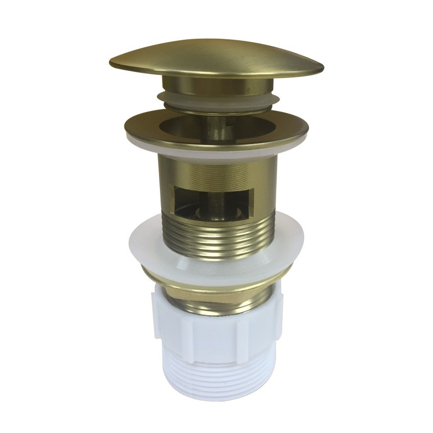 32/40mm Brushed Yellow Gold Mushroom Solid Brass Basin Pop Up Waste with Overflow