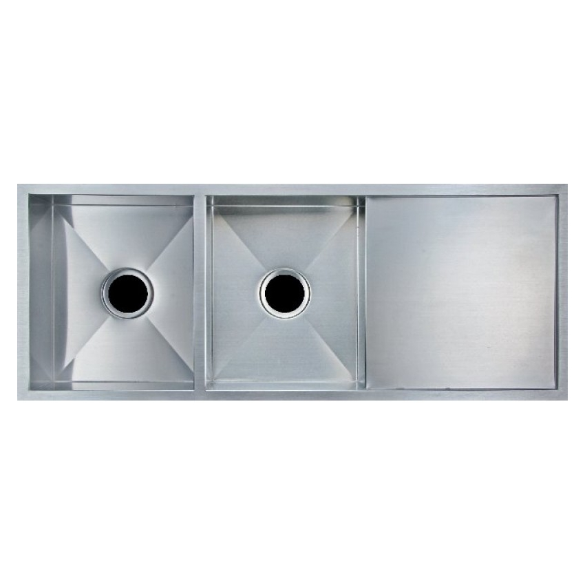 304 Stainless Steel Hand-made Double Bowl Kitchen Sink(Round Edges)1160*460*230mm(with Drainer)