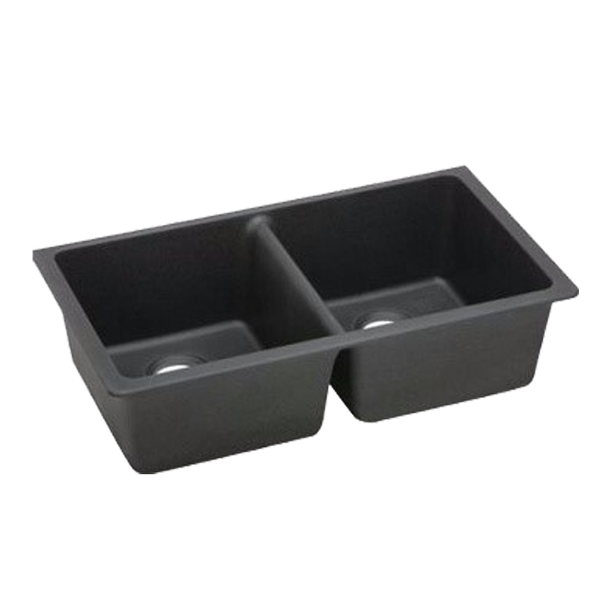 Black Kitchen Sink Granite Stone Top/Under Mount Double Bowls 838*476*241mm