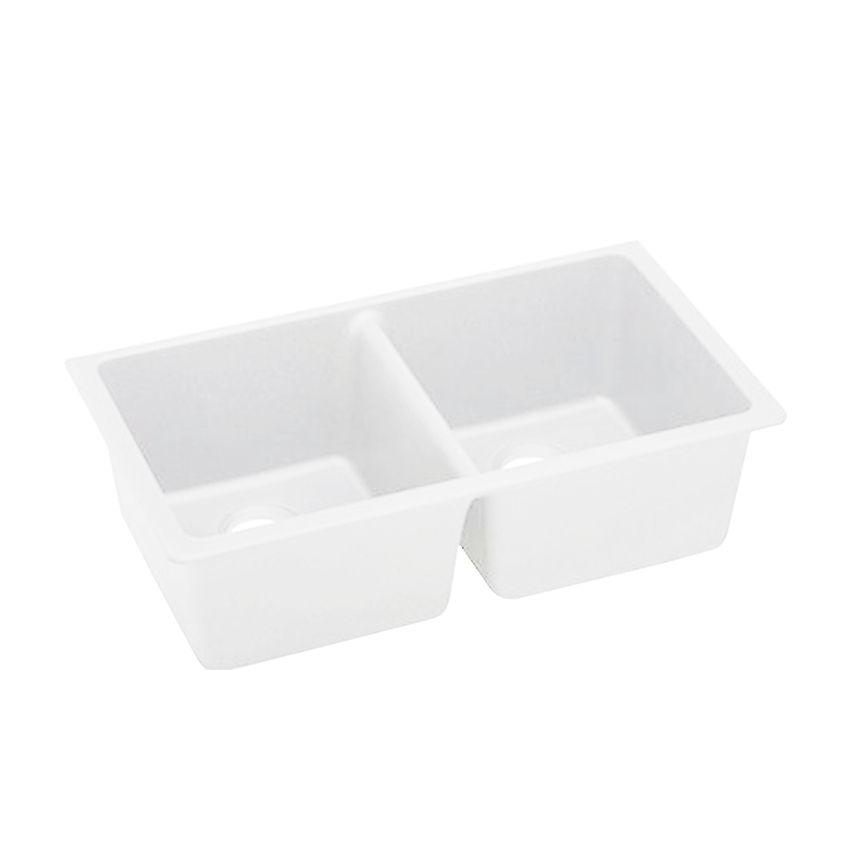 White Kitchen Sink Granite Stone Top/Under Mount Double Bowls 838*476*241mm