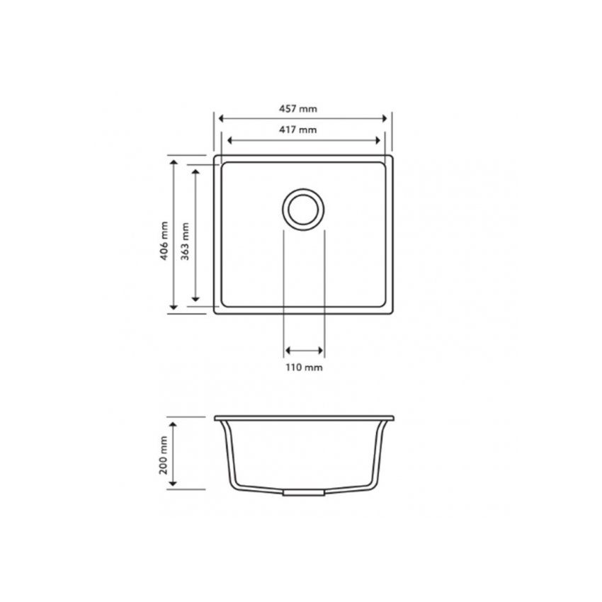 Carysil Magic Salsa White Single Bowl Granite Kitchen Sink 457*406mm