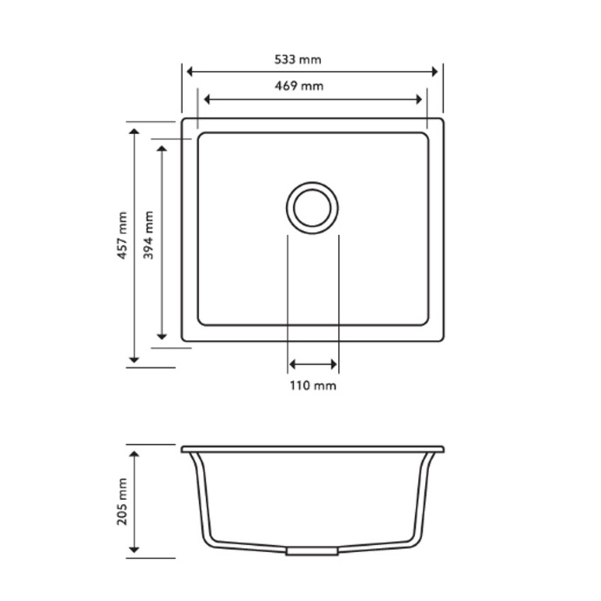 Carysil Salsa Concrete Grey Single Bowl Granite Kitchen Sink 533*457mm