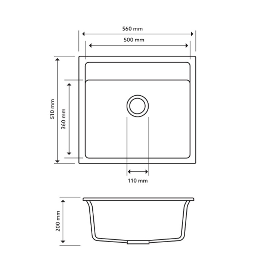 Carysil Waltz Concrete Grey Single Bowl Granite Kitchen Sink 560*510mm
