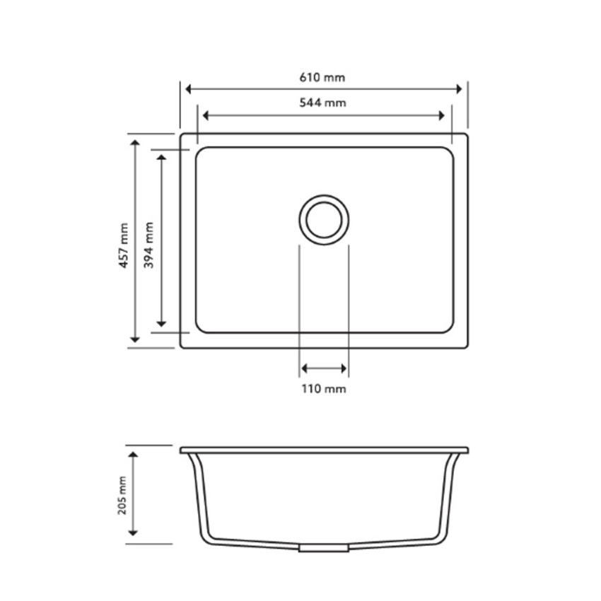 Carysil Black Single Big Bowl Granite Kitchen Sink 610*457mm