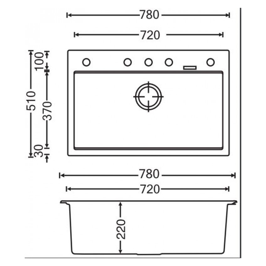 Carysil Waltz Concrete Grey Single Bowl Granite Kitchen Sink 780*510*220mm