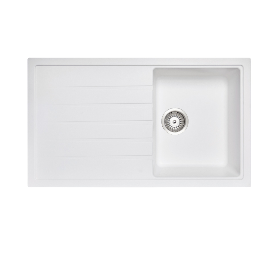 Carysil Vivaldi White Single Bowl with Drainer Granite Kitchen Sink 860*500mm