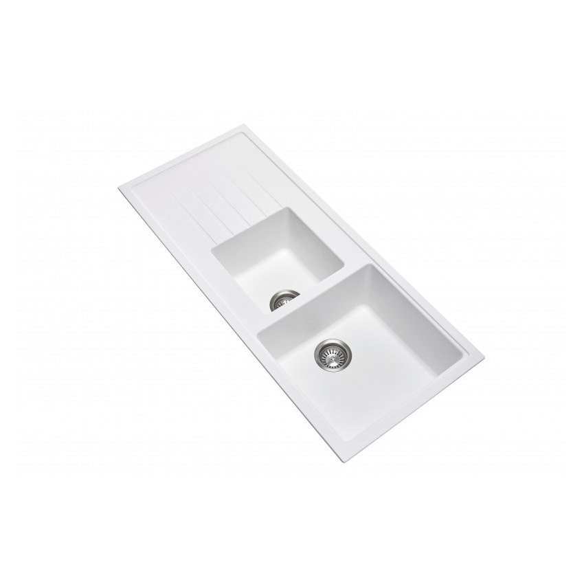 Carysil Vivaldi White 1 and 1/2 Bowl Granite Kitchen Sink 1160*500mm